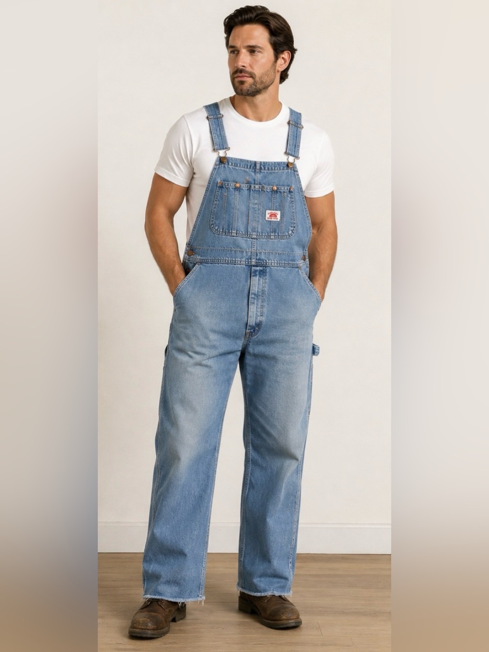 Vintage 90’s Round House USA Men’s Denim Bib Overalls 40x29 Carpenter Workwear